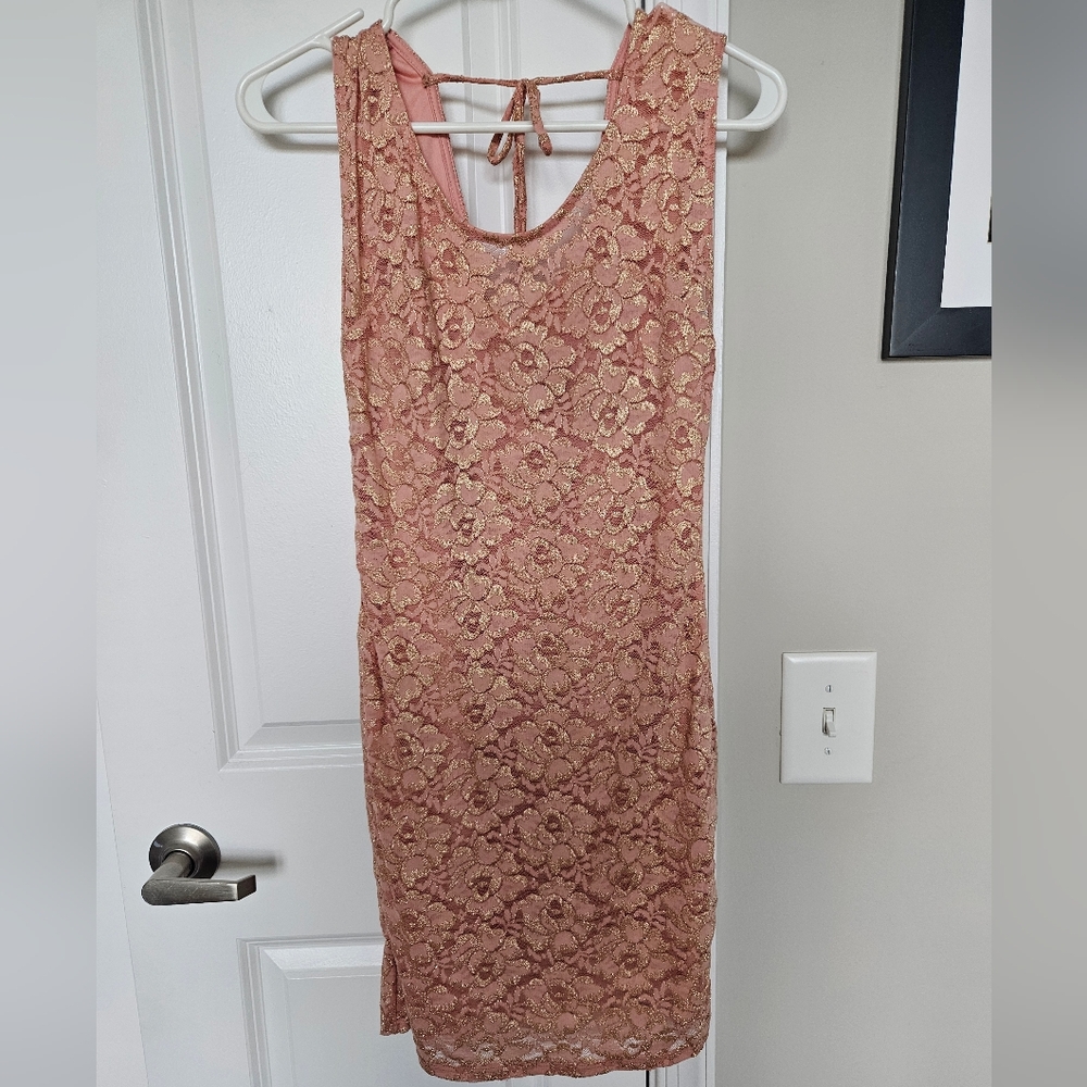 Love Culture Pink and Gold Lace Dress